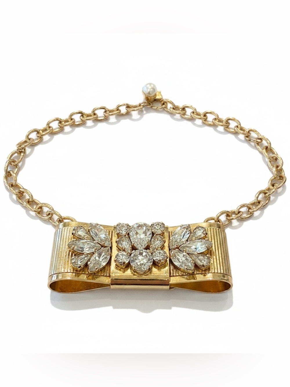 Dolce & Gabbana Rare Runway Gold-Tone Chain Necklace with Rectangular Pendant